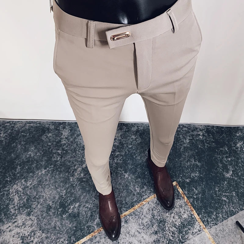 Men's Slim Fit Dress Pants - Formal Slim Trousers for Men
