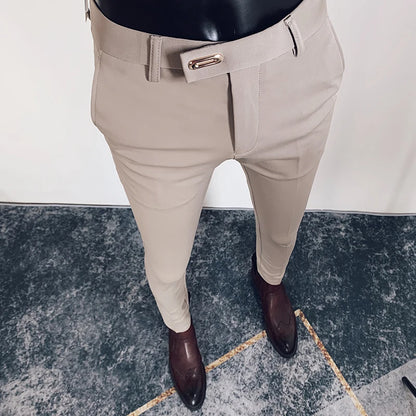 Men's Slim Fit Dress Pants - Formal Slim Trousers for Men
