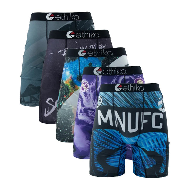 ETHIKA 5-Piece Men's Breathable Mesh Crotch Boxer Briefs