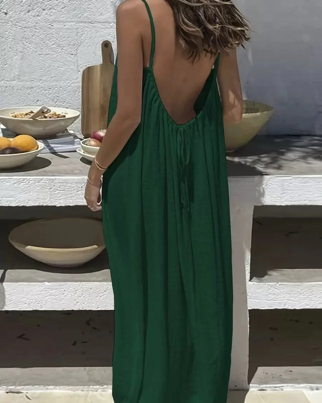 Women's Loose Fit Long Casual Dress with Strap Detailing