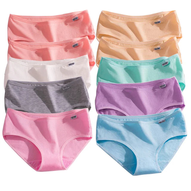 10 Piece Women's Cotton Seamless Boxer Briefs - Comfortable Breathable Underwear for Women