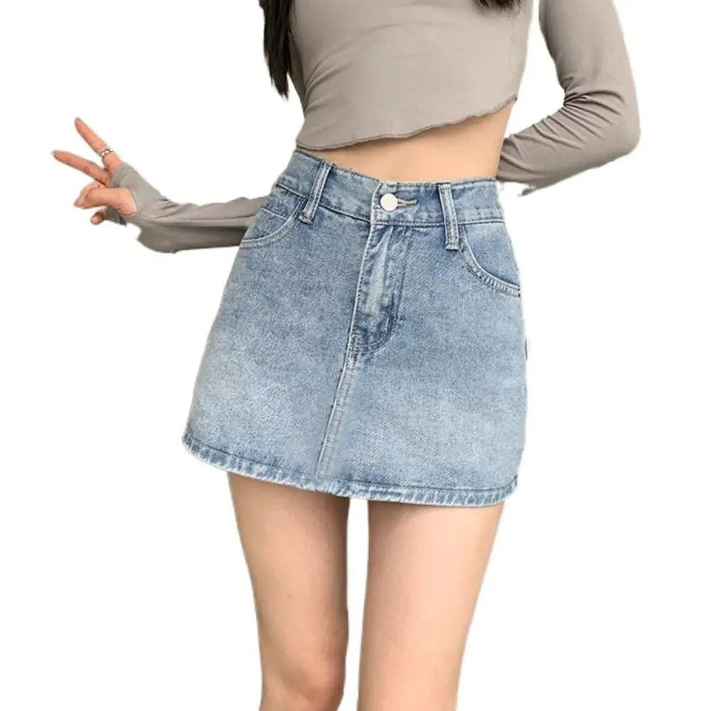 Women's High-Waist Denim Skirt - Slim Fit