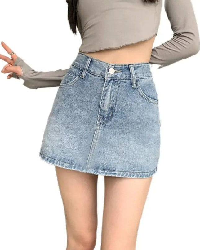Women's High-Waist Denim Skirt - Slim Fit