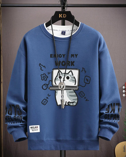 Men's Long Sleeve Sweatshirt with Cartoon Character Print