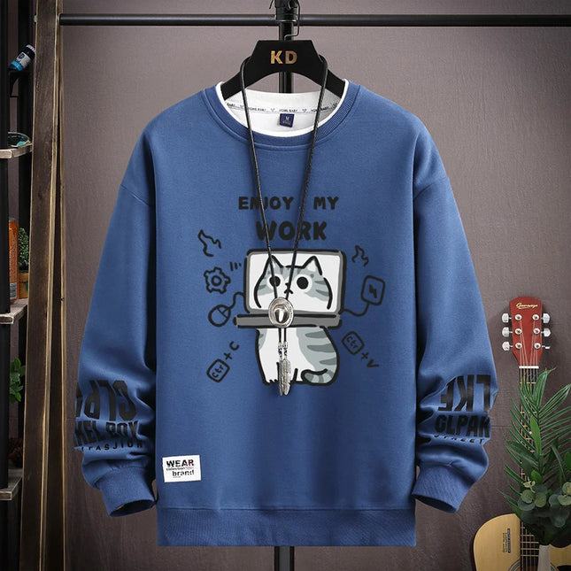 Men's Long Sleeve Sweatshirt with Cartoon Character Print