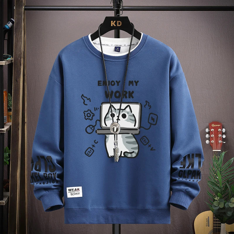 Men's Long Sleeve Sweatshirt with Cartoon Character Print