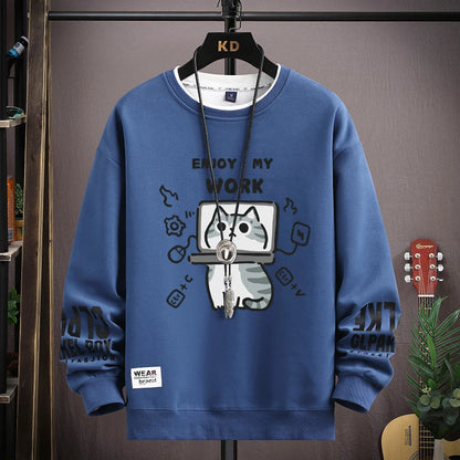 Men's Long Sleeve Sweatshirt with Cartoon Character Print