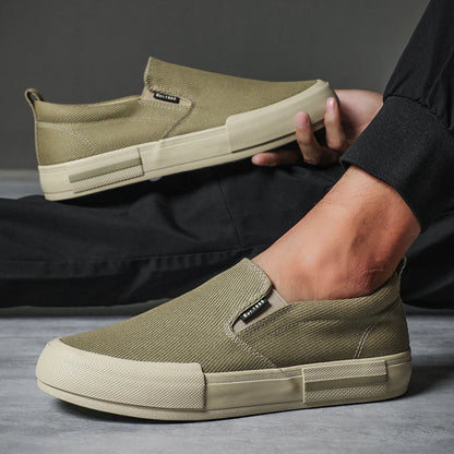 Men's Canvas Casual Loafer Shoes – Lightweight, Non-Slip, Washed Denim Slip-On