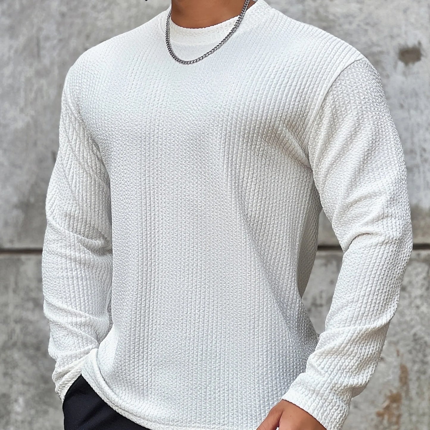 Men's Long Sleeve Slim Fit Striped Sweater
