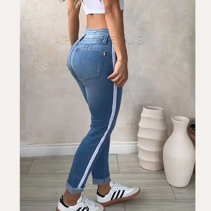 Women's Mid-Waisted Drawstring Skinny Jean