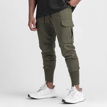 Men's Quick-Dry Thin Cargo Sweatpants with Drawstring And Side Pockets