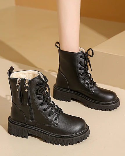 Women's Elegant Lace-Up Side Zipper Boots