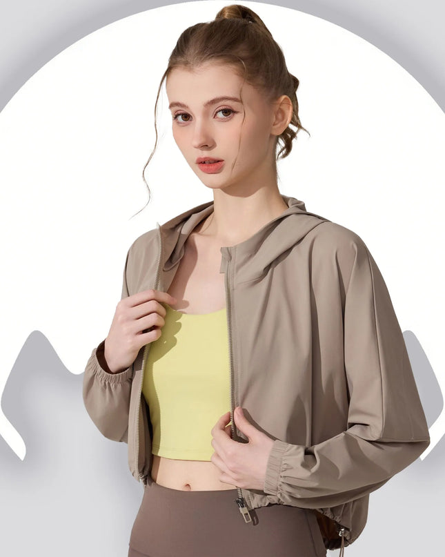 Women's Activewear Cropped Jacket - Breathable & Quick-Drying