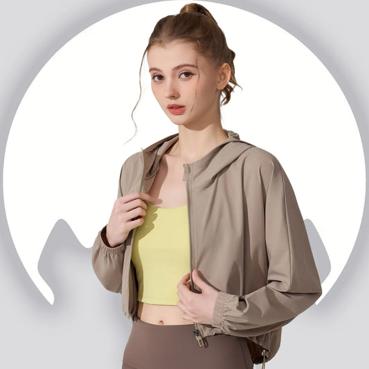 Women's Activewear Cropped Jacket - Breathable & Quick-Drying