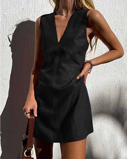 Linen Women's V-Neck Sleeveless Dress
