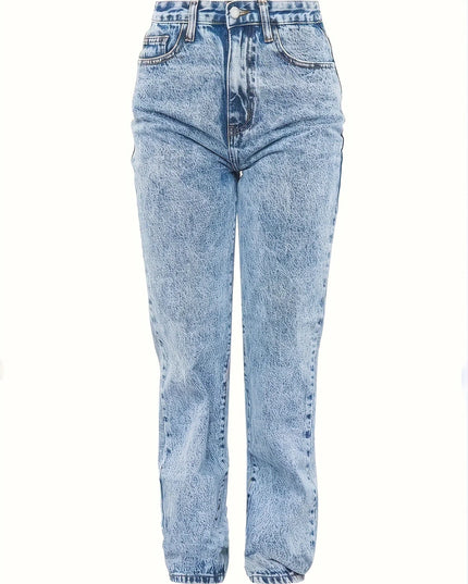 Women’s Vintage Light-Wash Straight-Leg Jeans – Casual Denim Pants