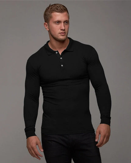 Mens Slim Fit Long Sleeve Polo Sweater – Breathable Cotton for Comfortable Style