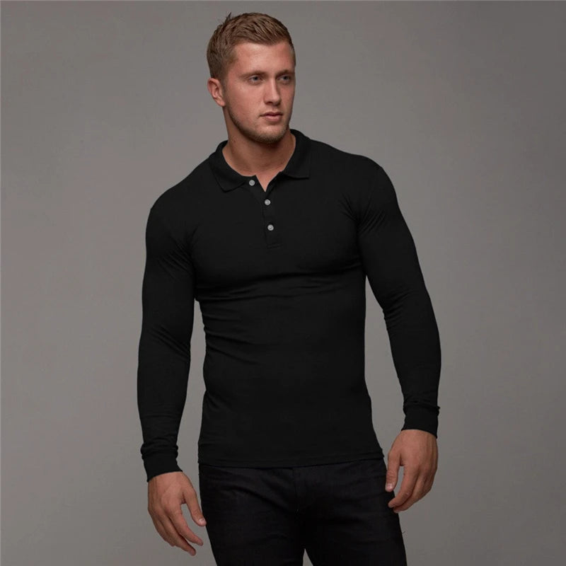 Mens Slim Fit Long Sleeve Polo Sweater – Breathable Cotton for Comfortable Style