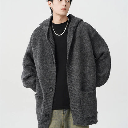 Men's Wool Knit Hoodie Cardigan - Warm, Stylish Woolen Sweater for Men