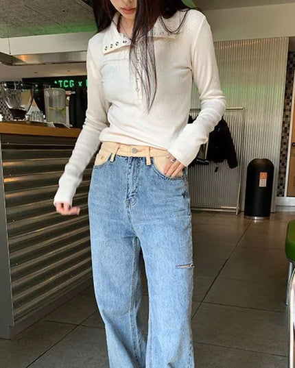 Women's Slim Fit Button-Up Long Sleeve Knit Sweater