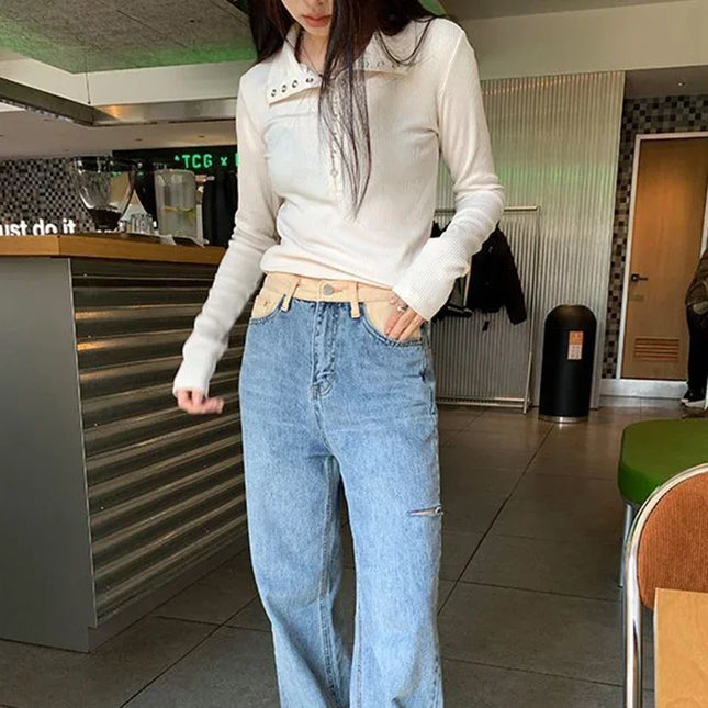 Women's Slim Fit Button-Up Long Sleeve Knit Sweater