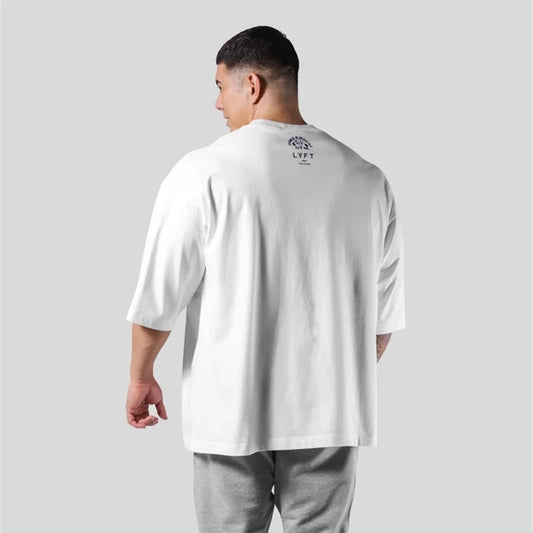 Lyft Men's Oversized Cotton T-Shirt with "Powerhouse Gym" Print