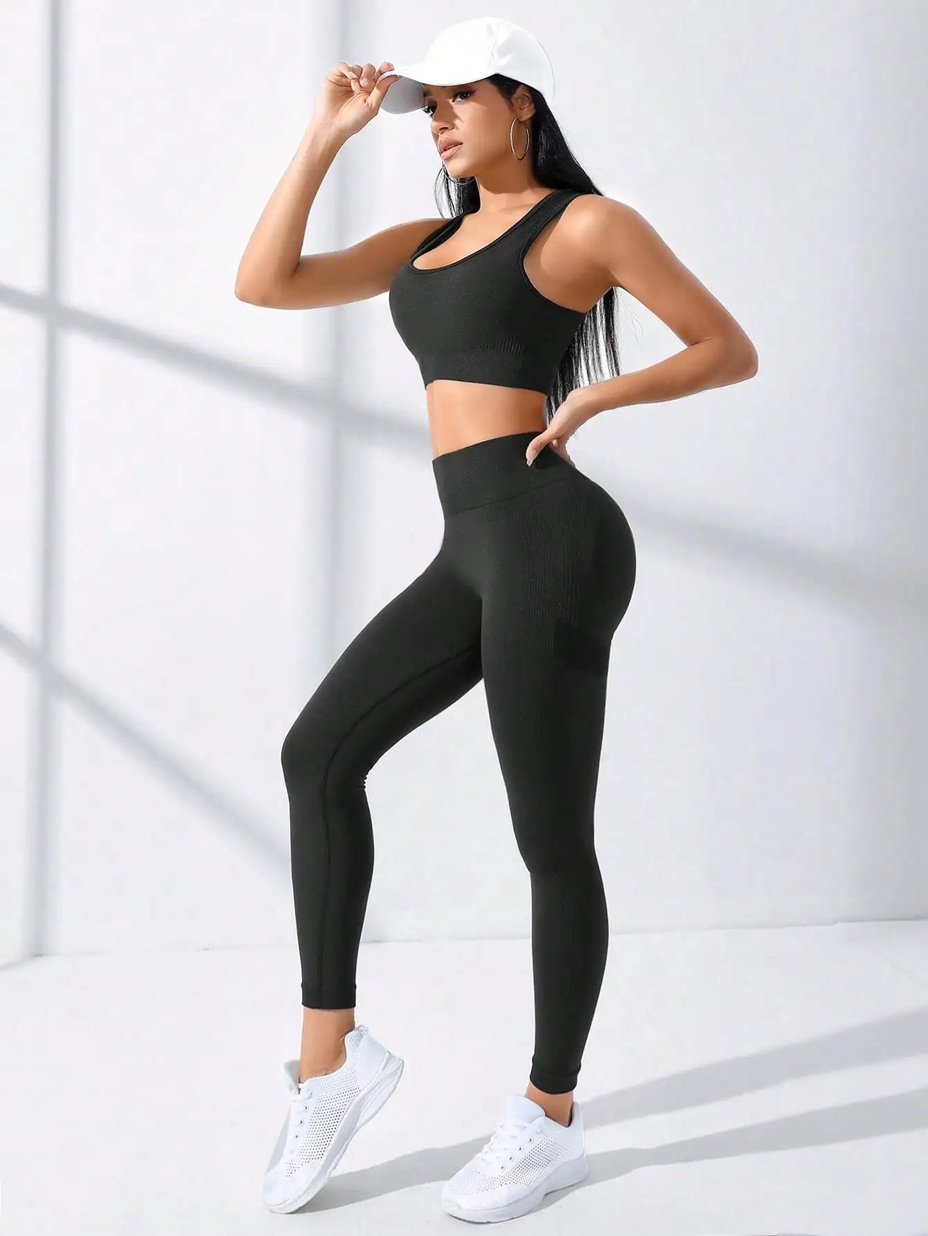 Womens Two-Piece Seamless High-Stretch Workout Outfit Set
