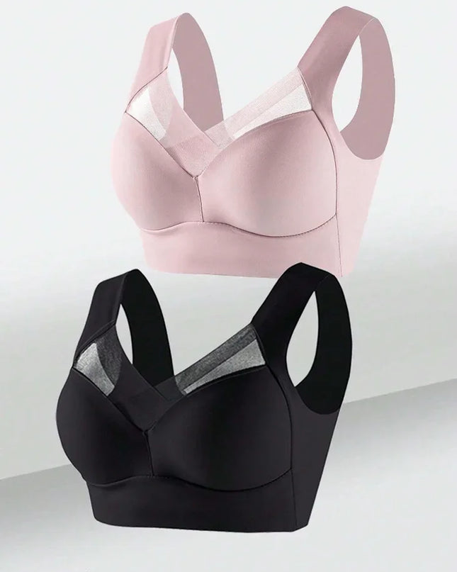 2-Pack Women’s Plus Size Lace Seamless Bras & Bralettes – Backless Wireless Support
