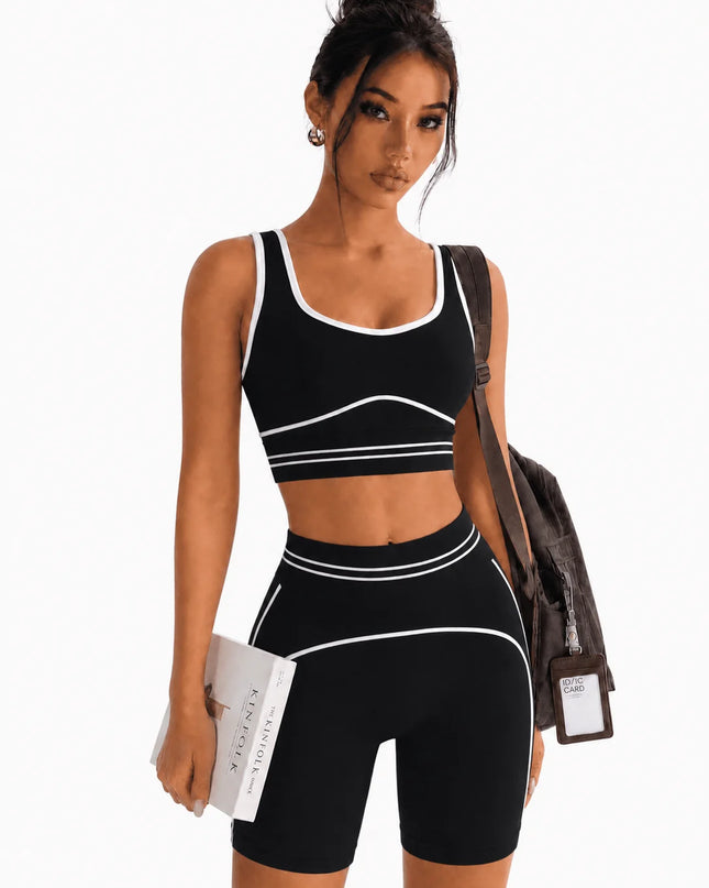 Women's 2-Piece Set: Sports Bra and High-Waist Compression Shorts