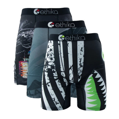 ETHIKA Men's 3-Pack Breathable Boxer Briefs Underwear