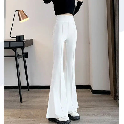Women's High-Waist Flare Pants - Slim Fit Casual Trousers for Women