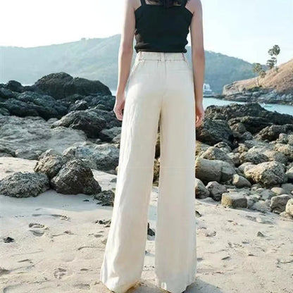 Elegant Women's High Waist Thin Wide Leg Pants