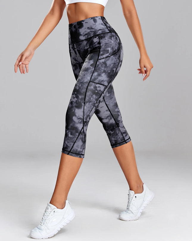 Women's Leopard Print High Waisted Yoga Leggings with Side Pockets