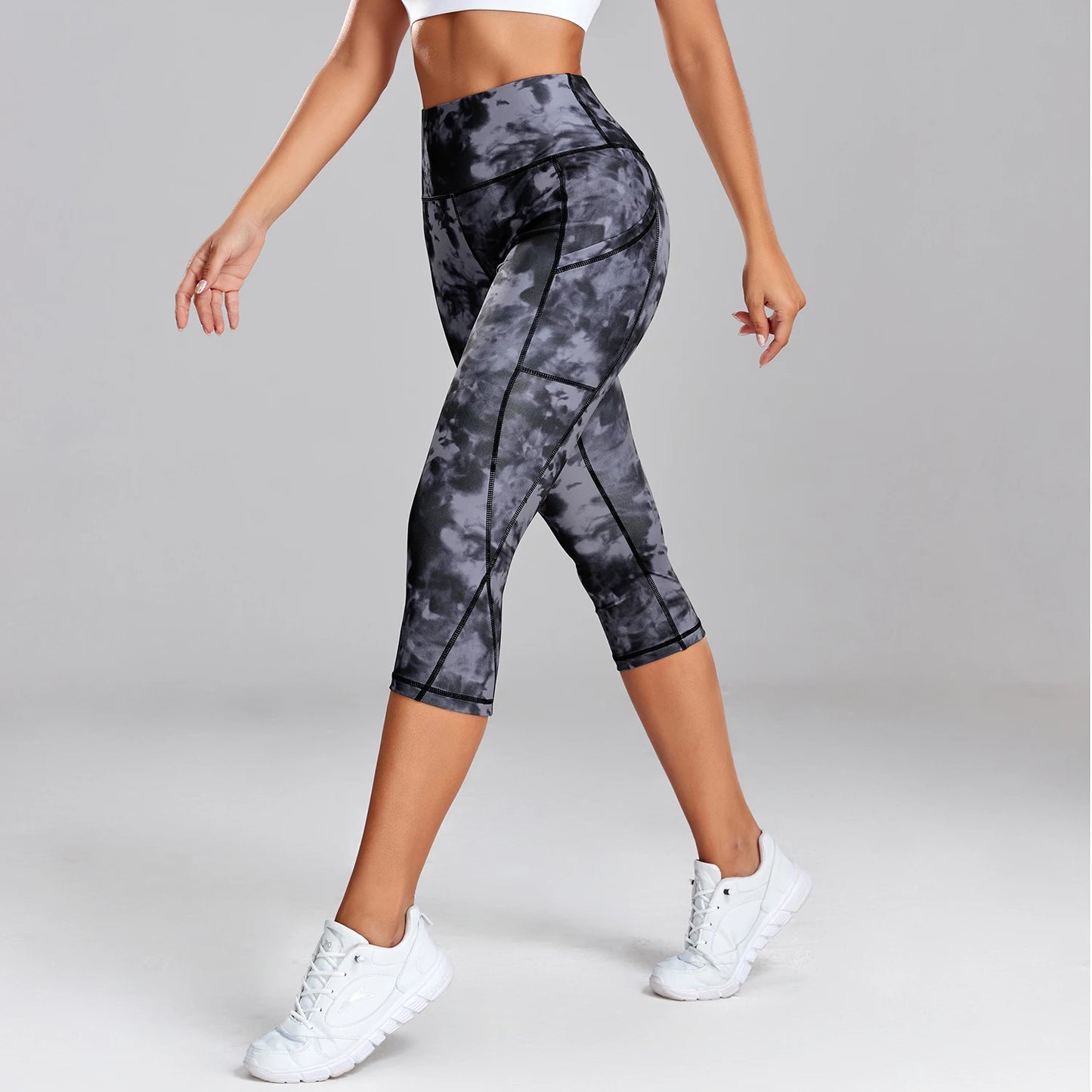 Women's Leopard Print High Waisted Yoga Leggings with Side Pockets