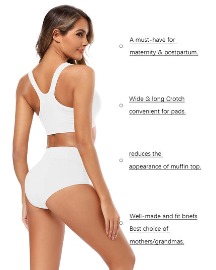 5-Piece Women's Breathable Cotton High-Cut Belly Control Panties