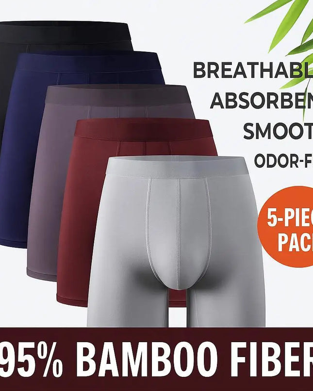 Men's Long Leg Boxer Briefs Multipack - 95% Bamboo Fiber & 5% Spandex