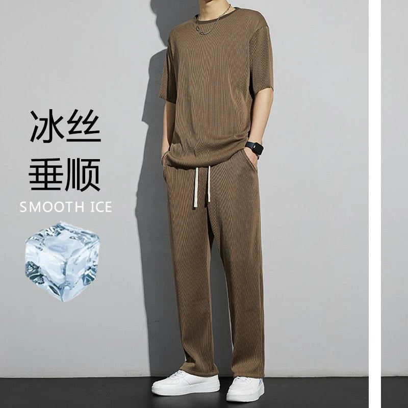Men's Two-Piece Thin Casual T-Shirt & Drawstring Sweatpants Set