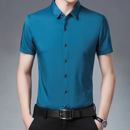 Men's Casual Plain Short Sleeve Shirt - Various Colors