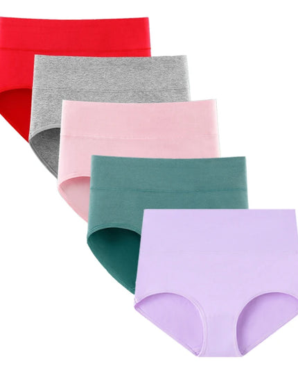 Set of 5 Women's High Waist Cotton Breathable Panties