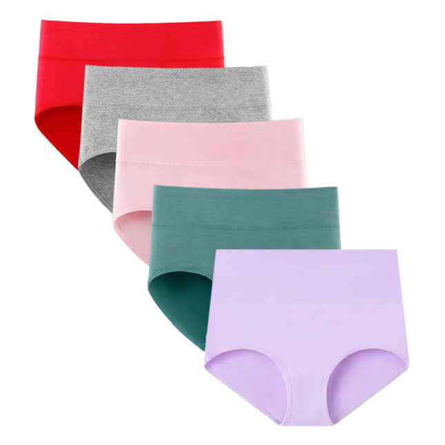 Set of 5 Women's High Waist Cotton Breathable Panties