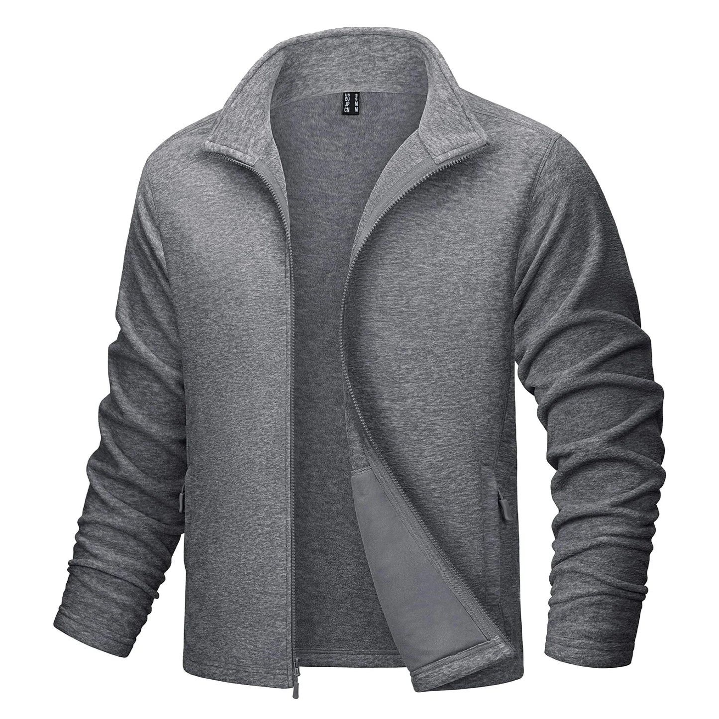 MAGCOMSEN Men's Lightweight Fleece Jacket with Full Zip and Stand Collar