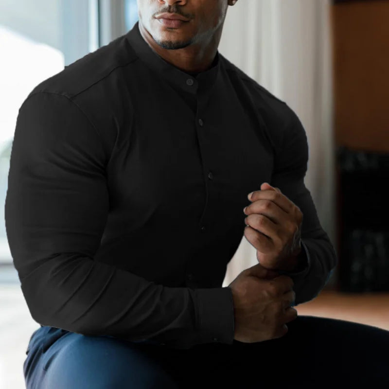 Men's Muscle Shirt with Stand Neck