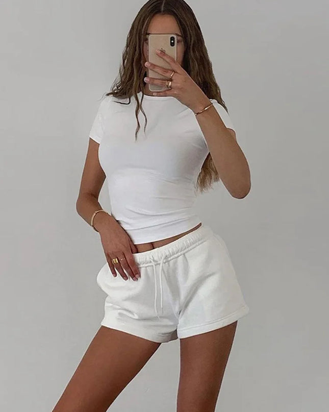 Women's Short Sleeve Slim Fit  Crop Top - Various Colors