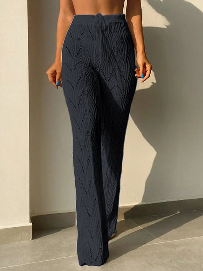 Women's Elegant Hollow Knit Pants - Stylish and Comfortable Knitted Trousers