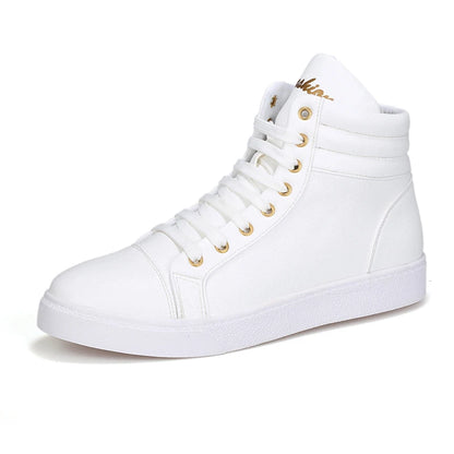 Men's Lightweight High Top Faux Leather Lace-Up Sneakers