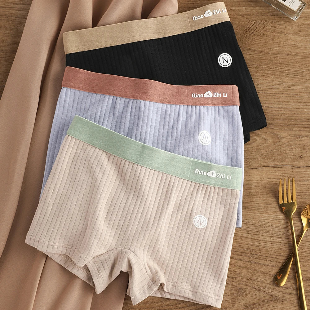 Women's 3-Pack Cotton Striped Breathable Briefs - Comfortable and Stylish Underwear Set