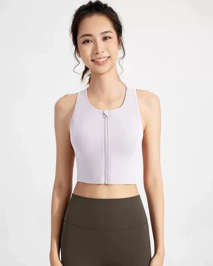 Women's Vest with Front Zipper and Built-In Fixed Cups