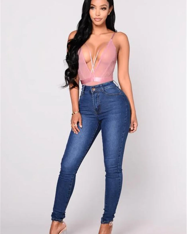 Women's High Waist Stretch Skinny Jeans - Slim Fit Denim Pants for Women