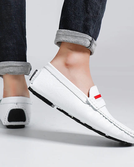 Strongshen Men's Slip-On Leather Flats Shoes