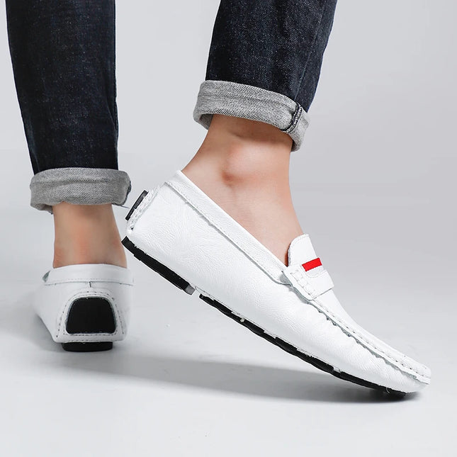 Strongshen Men's Slip-On Leather Flats Shoes